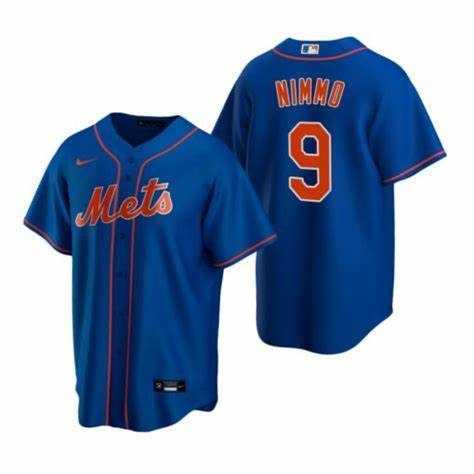 Men%27s New York Mets 9 Brandon Nimmo Blue Nike Cool Base Jersey Dzhi